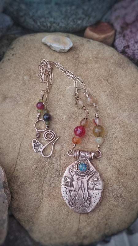 Boxing Hare Opal Necklace