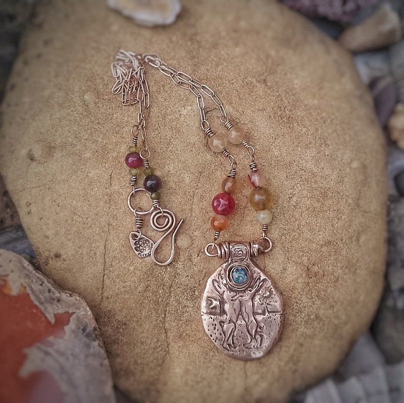 Boxing Hare Opal Necklace
