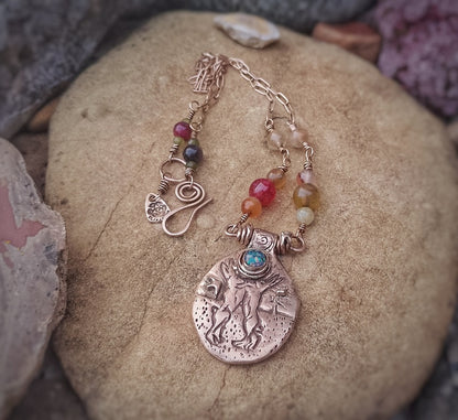 Boxing Hare Opal Necklace