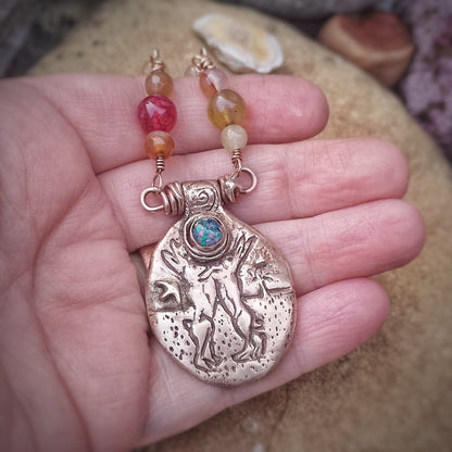 Boxing Hare Opal Necklace