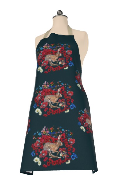 Deep Teals Running Hares Apron