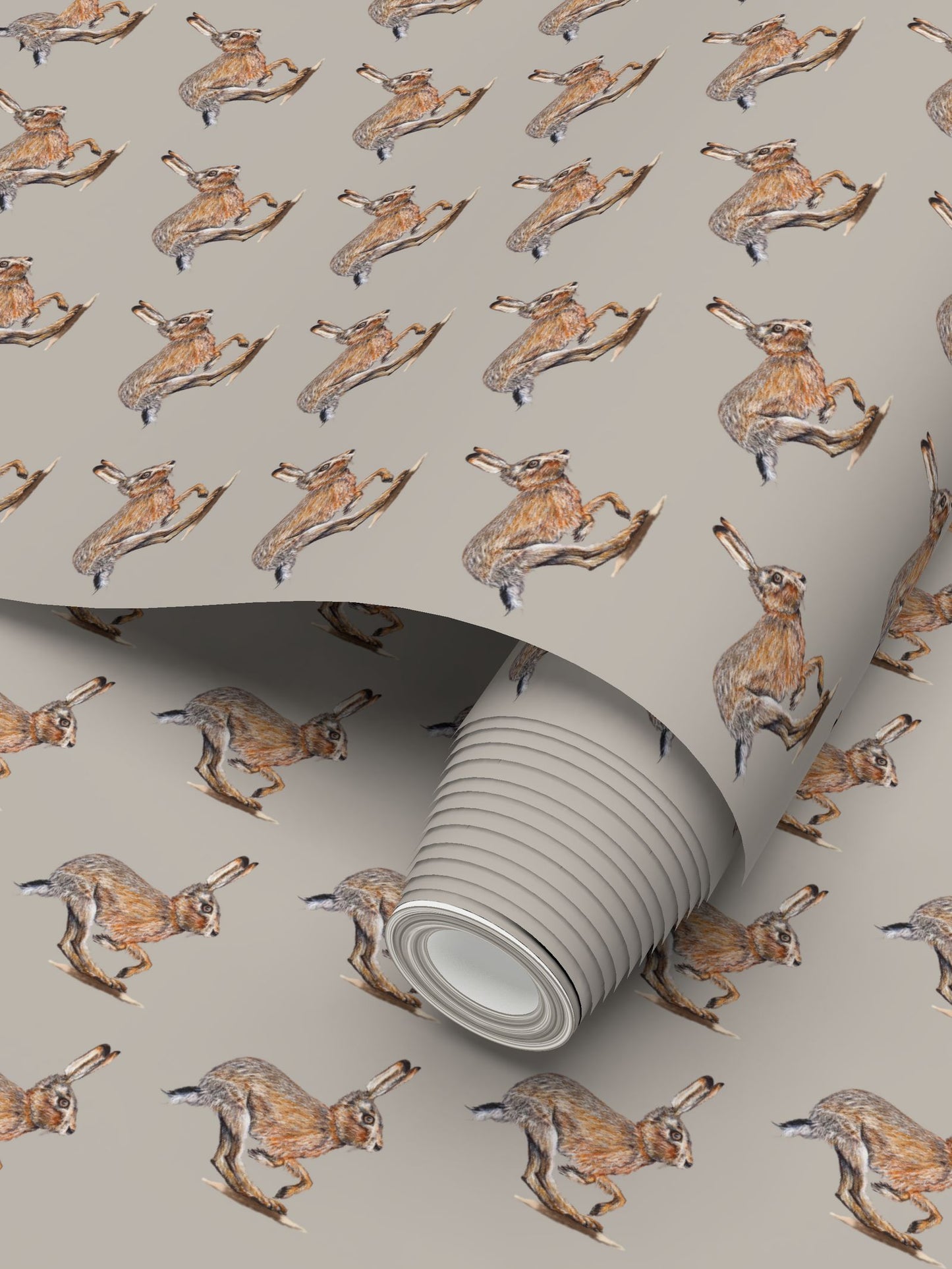 Running Wild Brown Hare Wallpaper Cream