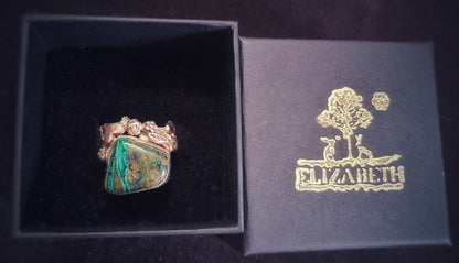 Out in the Fields Rustic Nature Stone of Heaven Bronze Ring