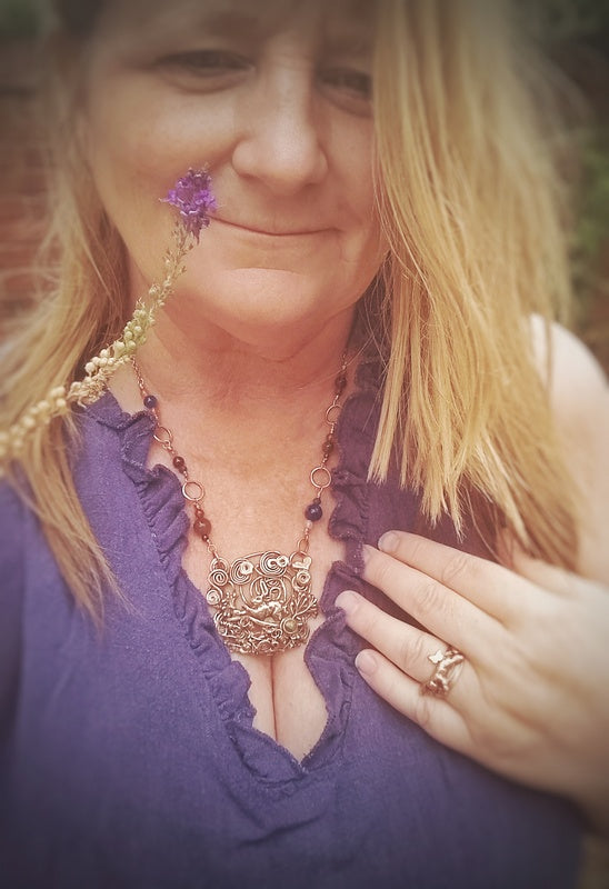 Spiral Leaping Hare Energy Nature Peridot Necklace