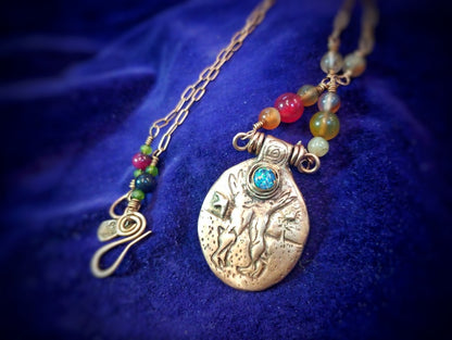 Boxing Hare Opal Necklace