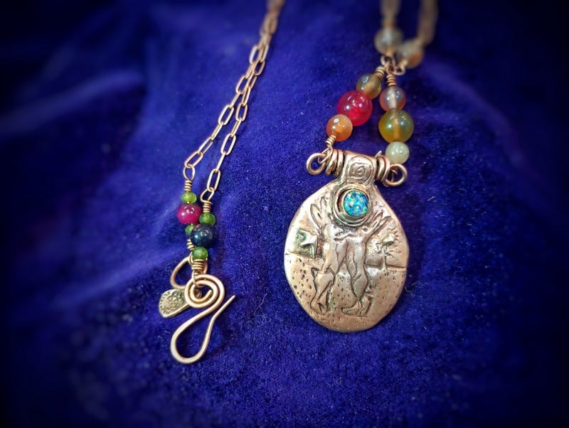 Boxing Hare Opal Necklace