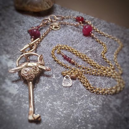 Stunning Running Hare Key Necklace