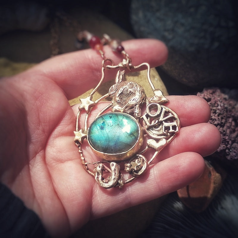 Good Luck Love Hare Labradorite Necklace