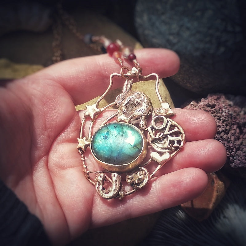 Good Luck Love Hare Labradorite Necklace
