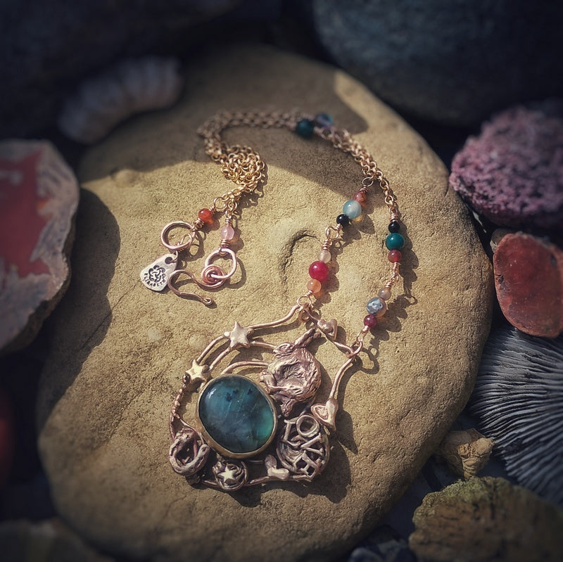Good Luck Love Hare Labradorite Necklace