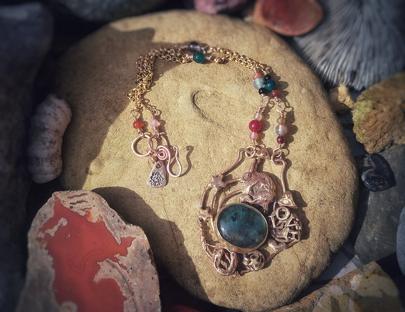 Good Luck Love Hare Labradorite Necklace