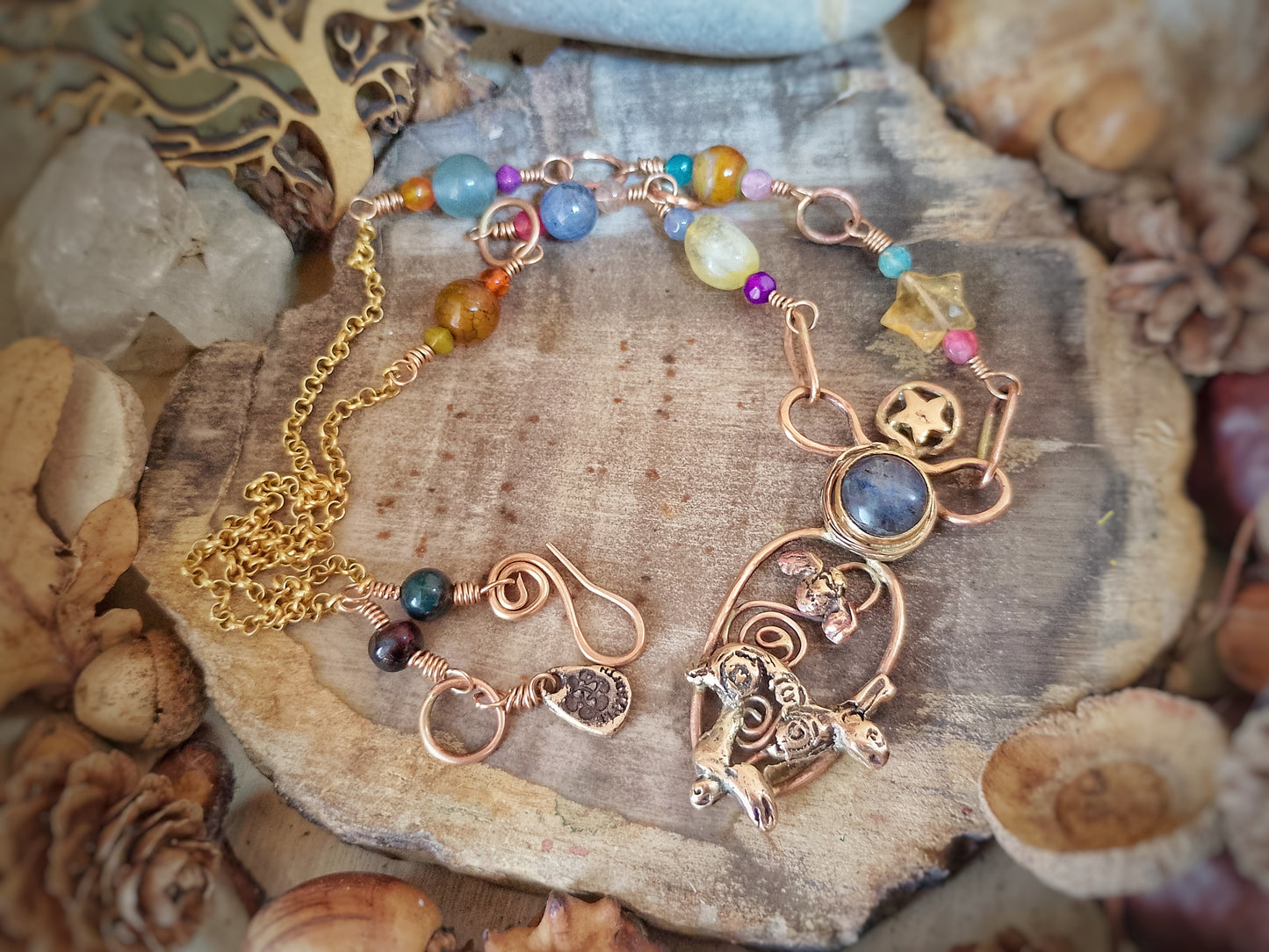 Spiral Hare Crystal Necklace