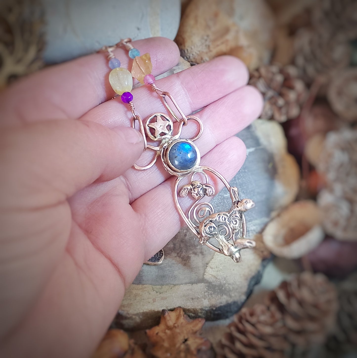 Spiral Hare Crystal Necklace