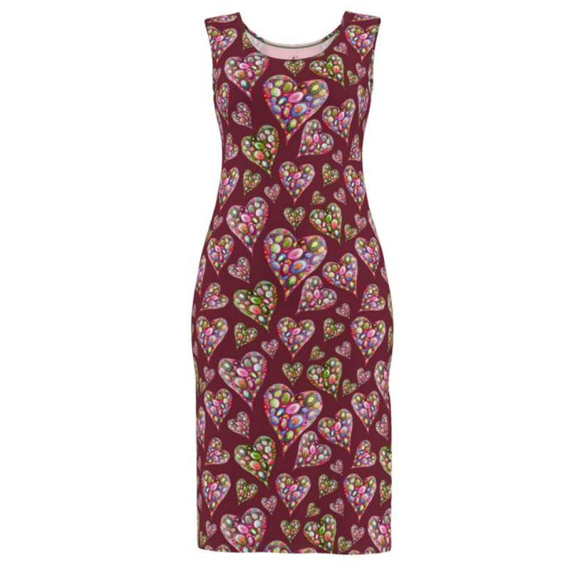 Patterned heart dress inspired by the soul series by Artist Elizabeth Shewan on a white background