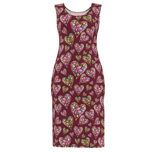 Patterned heart dress inspired by the soul series by Artist Elizabeth Shewan on a white background