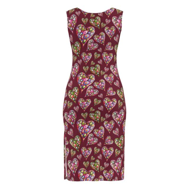 Dress with love heart and soul pattern by artist Elizabeth Shewan from Dorset on a white background