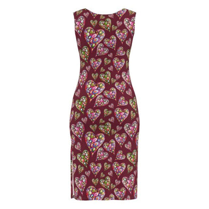 Dress with love heart and soul pattern by artist Elizabeth Shewan from Dorset on a white background