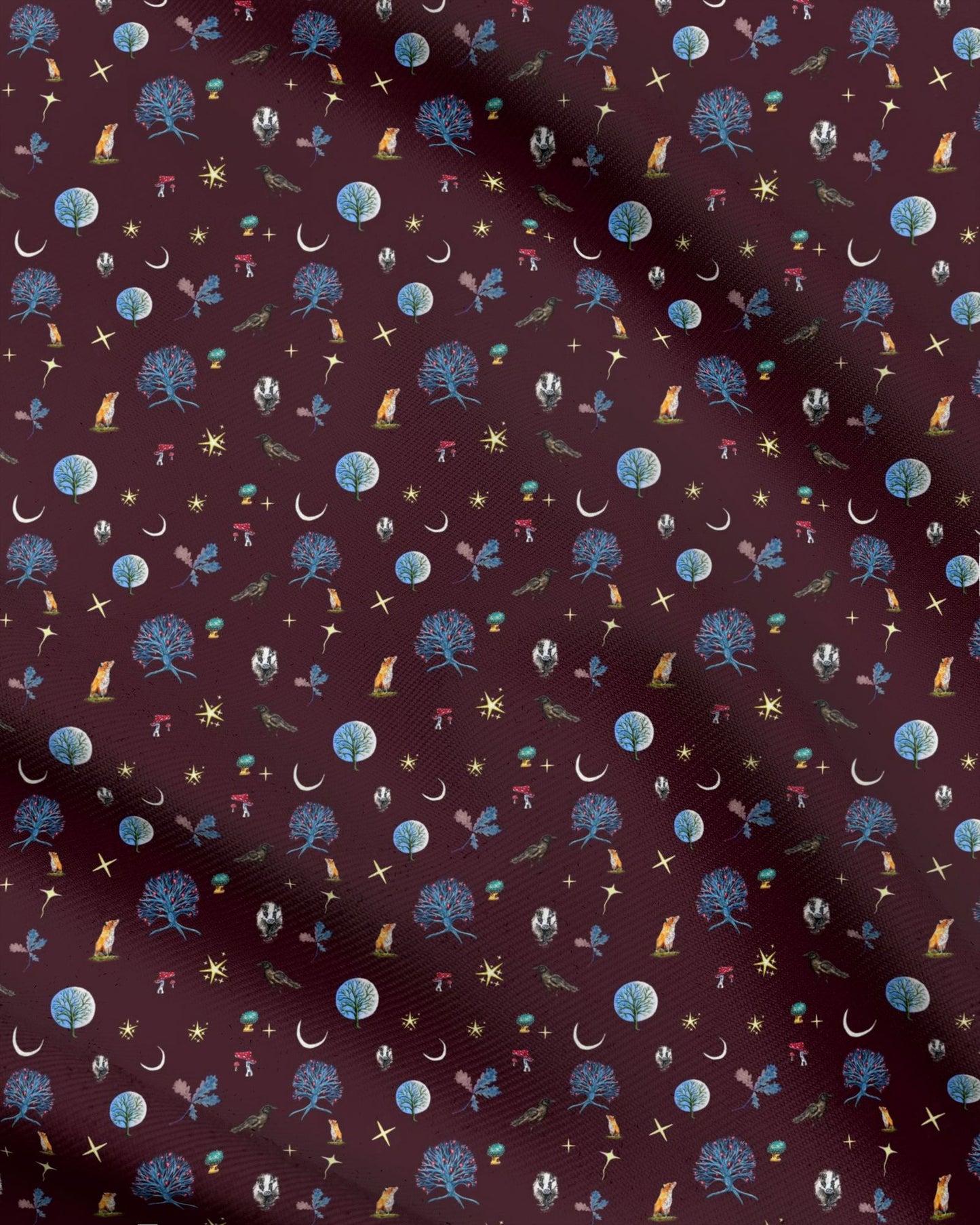Wild Nights Mystical Fabric Prints Dark Cherry Red