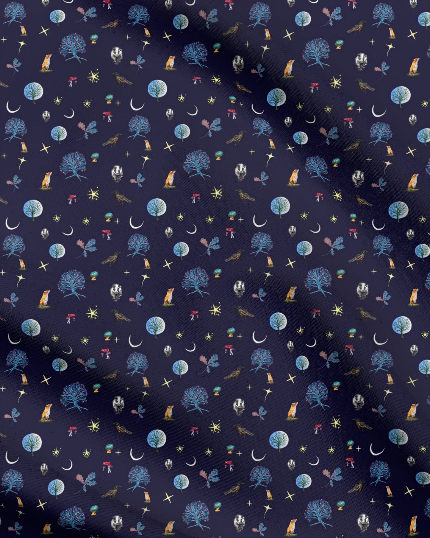 Wild Nights Mystical Fabric Prints Deep Blue