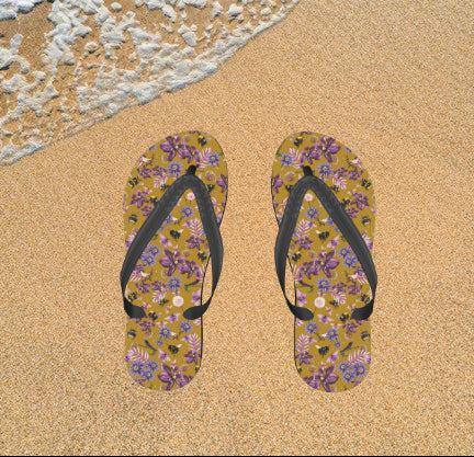 Wildflowers and Bees Flip Flops