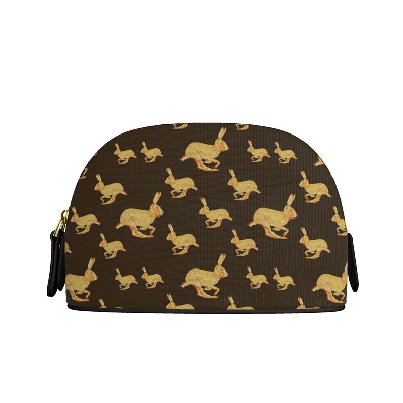 Cosmetic bag with rabbit pattern on a white background