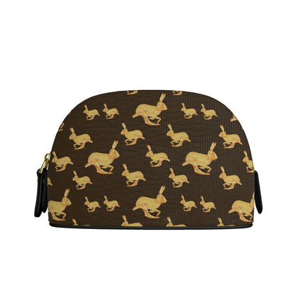 Cosmetic bag with rabbit pattern on a white background