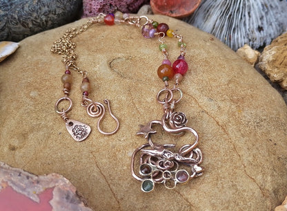 Spiral Leaping Hare Energy Nature Tourmaline Necklace