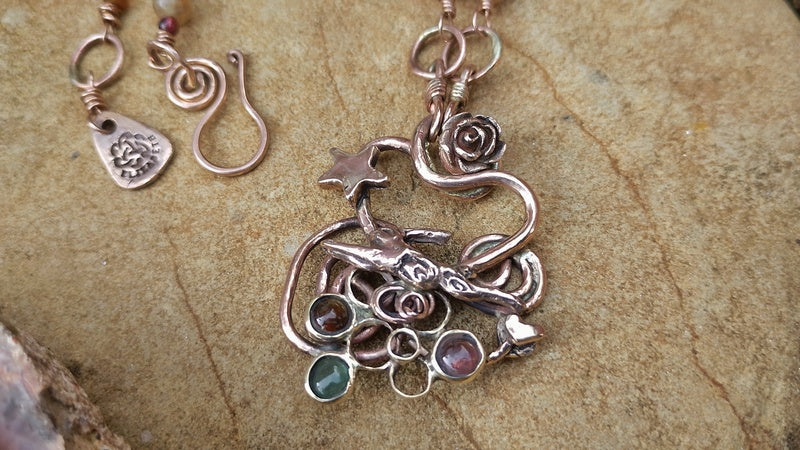 Spiral Leaping Hare Energy Nature Tourmaline Necklace