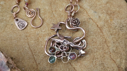Spiral Leaping Hare Energy Nature Tourmaline Necklace