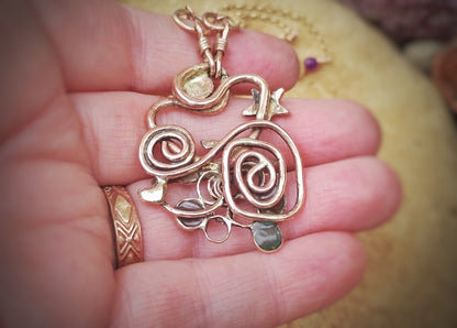 Spiral Leaping Hare Energy Nature Tourmaline Necklace