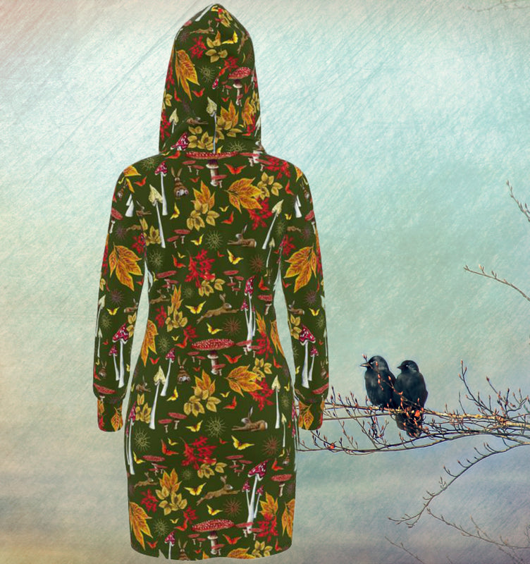 Earthy HareShroom Nature Hoodie Dress