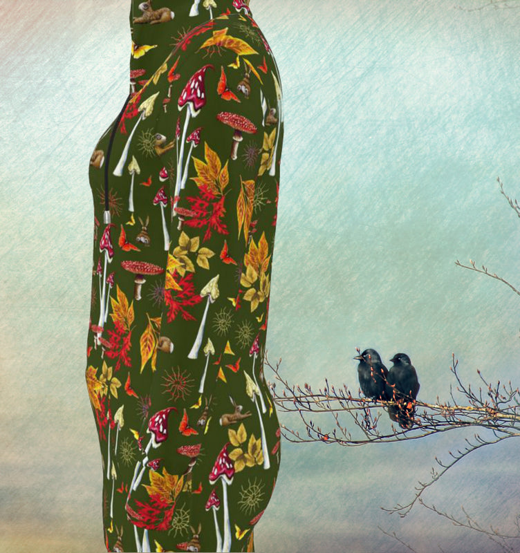 Earthy HareShroom Nature Hoodie Dress