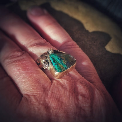 Out in the Fields Rustic Nature Stone of Heaven Bronze Ring