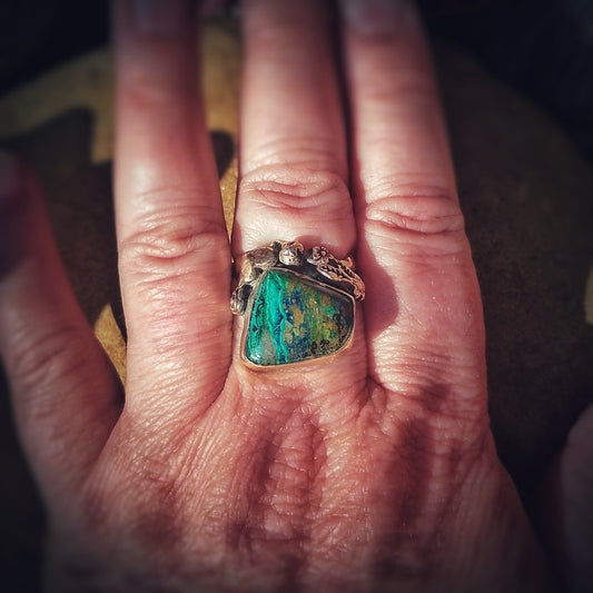 Out in the Fields Rustic Nature Stone of Heaven Bronze Ring