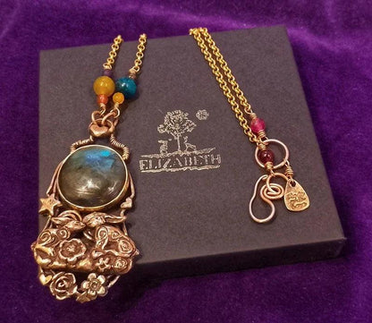 Kissing Hares Celestial Labradorite Moon Necklace - Elizabeth's Boutique