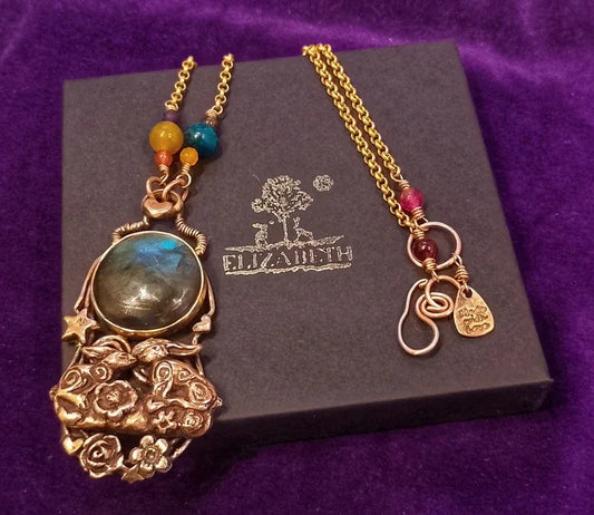 Kissing Hares Celestial Labradorite Moon Necklace - Elizabeth's Boutique
