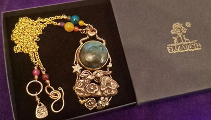Kissing Hares Celestial Labradorite Moon Necklace - Elizabeth's Boutique