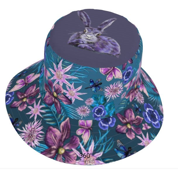Dreamy Hare Natty Hat Mauve Floral Festival Party Bucket Hat Elizabeth's Boutique Made in England Handmade Dorset Artist
