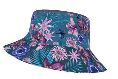 Dreamy Hare Natty Hat Mauve Floral Festival Party Bucket Hat Elizabeth's Boutique Made in the UK