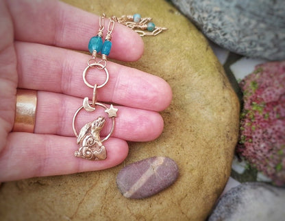 Earthly Teals Spiral Hare Connection Nature Energy Necklace