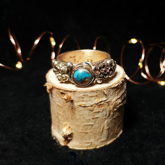 Turquoise Wildflowers Woodland Ring - Size T