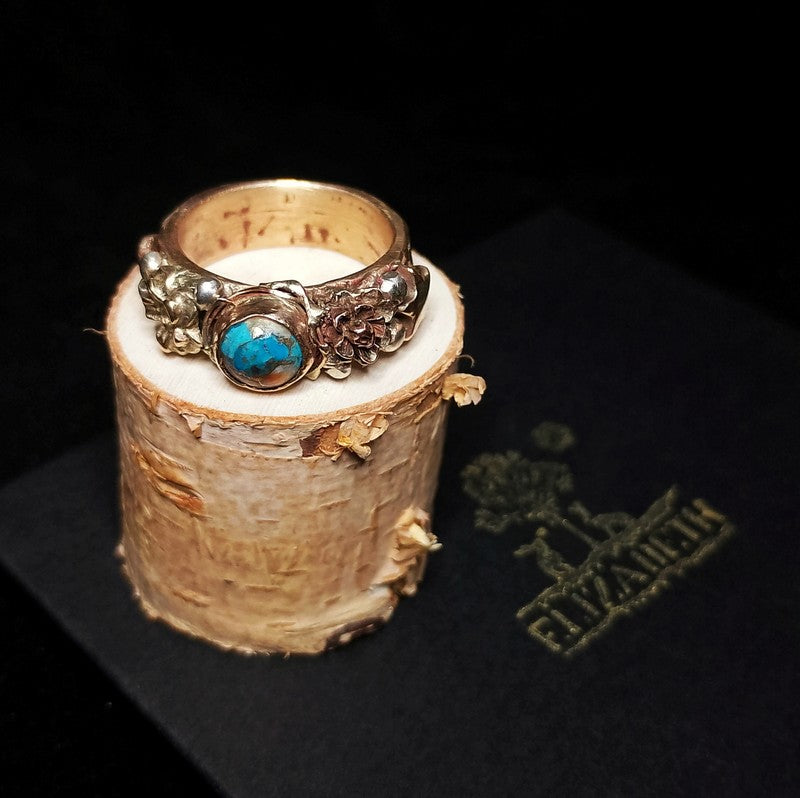 Turquoise Wildflowers Woodland Ring - Size T
