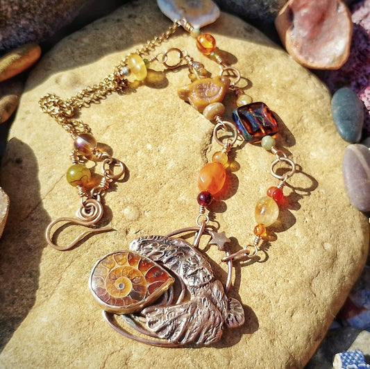 Owls Wisdom Ammonite Necklace