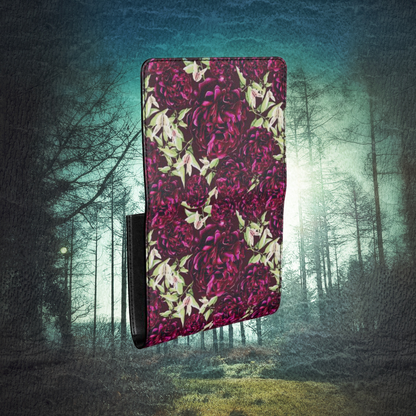 Peony Garden Small Leather Foldover Purse