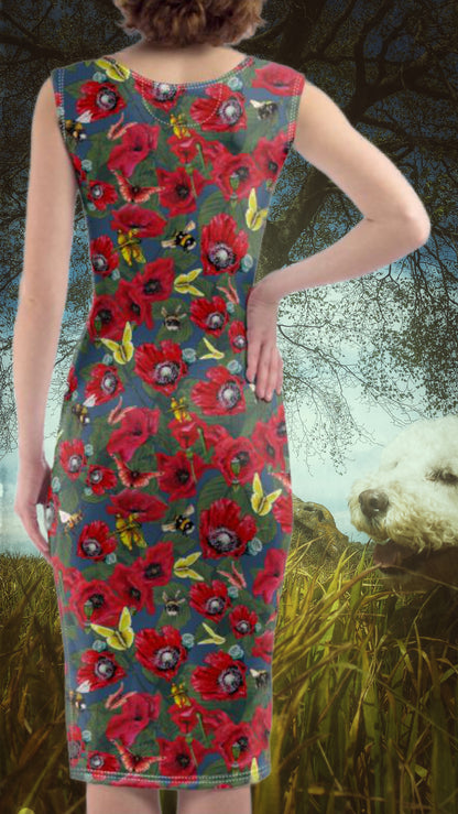 Poppy Wildlife Garden Bees Bodycon Dress
