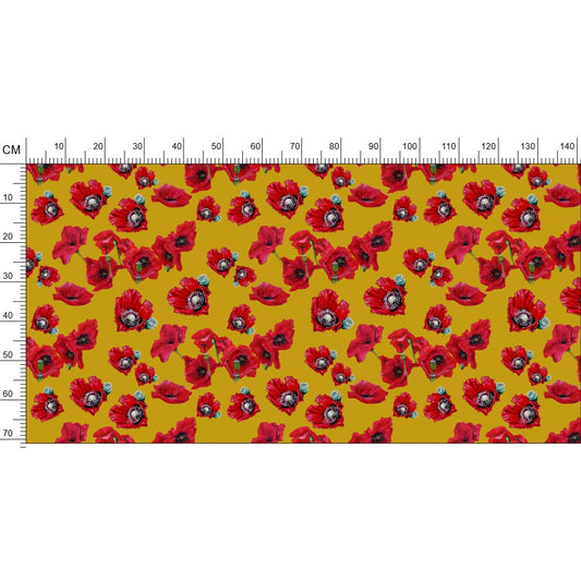 Poppy Blossoms Yellows Fabric Prints
