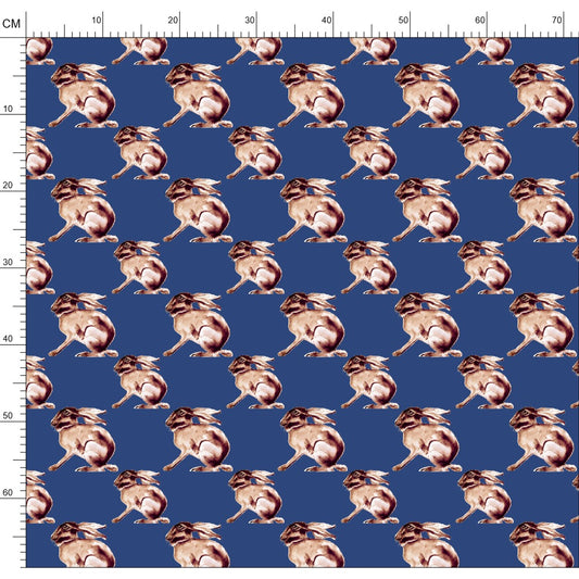 Brown Hare Blues Fabric Prints Satin Organic Cotton