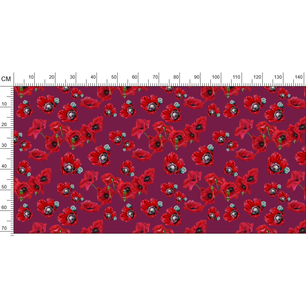 Poppy Blossoms Reds Fabric Prints
