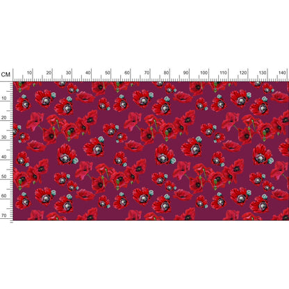 Poppy Blossoms Reds Fabric Prints