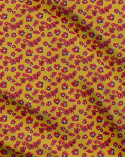 Poppy Blossoms Yellows Fabric Prints